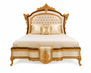 Turkish Style High-Back Royal Bed with 4-Door <b>Wardrobe</b> Royal Palace Style Hand Carved Bedroom Furniture Set with King Bed Set UK - Product Image 4
