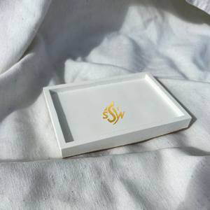 Bandeja de servicio de diseño elegante, calidad Superior, bandejas de servicio de Metal blancas rectangulares contemporáneas para habitaciones y mesas, superventas - Product Image 2