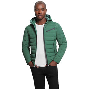 Chaqueta acolchada de invierno personalizada para hombre con capucha, cierre de cremallera largo y cálido, estilo informal - Product Image 1
