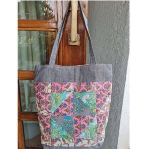 Exportateurs inde 100% coton biologique feuille imprimé certificat GOTS design personnalisé naturel grande capacité sac à main au meilleur prix - Product Image 2