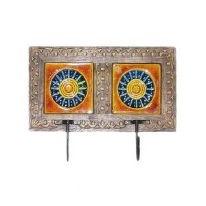 Patère décorative en métal, vintage, double patère murale, artisanat indien, mangue, bois massif, nouveau design, décoration intérieure, article cadeau - Product Image 5