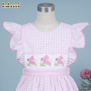 Robe trapèze décontractée pour enfants, motif 3D vitrail rose, brodée main, 100% coton certifié OEKO-TEX, vente en gros ODM BB3480 - Product Image 1