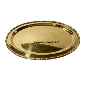 Bandeja de chocolate ovalada de metal hecha a mano con estilo clásico, Plato decorativo ecológico con diseño tradicional - Product Image 4