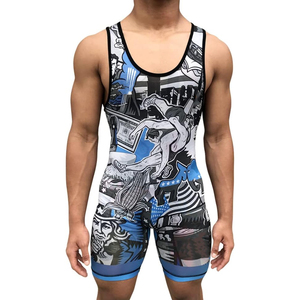 Camiseta de lucha libre de equipo digital sublimación talla grande logotipo personalizado traje de levantamiento de pesas - Product Image 1