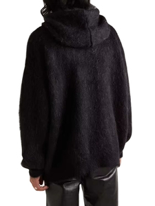 Proveedor OEM, suéter de punto suave, entrega rápida, sudadera con capucha de mohair a rayas para hombre, venta al por mayor, ropa de calle de moda, suéter de punto cálido, envío rápido - Product Image 2