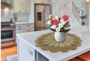 High Quality Handcrafted Circular Shaped Decorative Glass <b>Beads</b> Unique Luxury Design Table <b>Placemats</b> Very Low Budget Price - Product Image 2