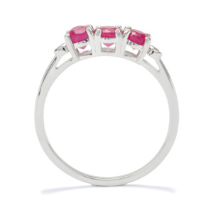 Bague en rubis kenyan taille ovale 1,41 ct avec zircon blanc en argent sterling plaqué rhodium - Product Image 3
