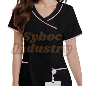 Conjunto de uniforme de enfermera de LICRA transpirable de media manga con estilo para uso hospitalario - Product Image 3
