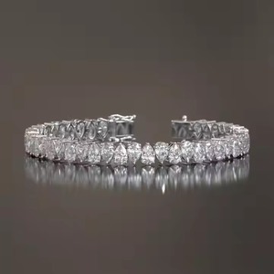 Pulsera de tenis de diamante cultivado en laboratorio para mujeres y hombres, pulsera de pera de eternidad de oro sólido para bodas, pulseras de diamantes para mujeres, brazaletes - Product Image 5