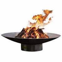 Table de foyer extérieur portable moderne QAMAR OVERSEAS QO-1308AB en fer noir, brûleur à bois, best-seller
