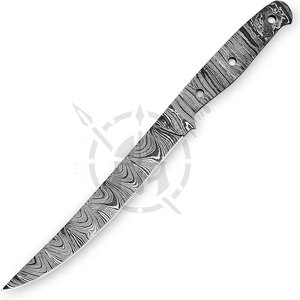 Kit de fabrication de couteaux DIY en acier Damas, lame vierge en acier pour filetage, pointe de lance de chasse, 1 lame, haute qualité, logo personnalisé OEM, fait main - Product Image 1