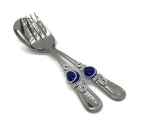 Good Quality Stainless Steel Silverware Salad Server With Designer <b>Beaded</b> Handles For Household Hotel And Resort - Product Image 1