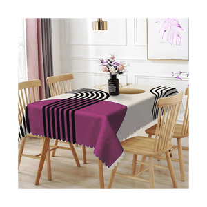 Modern Striped Linen Cotton ISO 14001 Smooth Surface Texture Tablecloth Green Black White Washable Home Dining <b>Cover</b> 60x120 Inch - Product Image 4