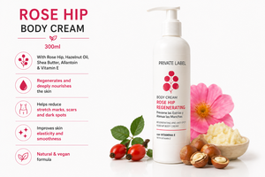 Crema Corpo al Rosa Mosqueta 300ml OEM con Etichetta Privata |   Crema Riparatrice Anti-Età per Smagliature e Cicatrici |   Vegano |   Prodotto in Spagna UE - Product Image 2
