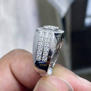 Anillo de banda con tachuelas de Hip Hop de plata 925 para hombre con diamante cultivado en laboratorio VVS certificado, regalo de joyería de lujo para marido, compromiso, boda - Product Image 4