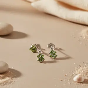 925 Silver Drop Earrings for Women <b>Green</b> Peridot Gemstone Fashion Jewelry - Product Image 1