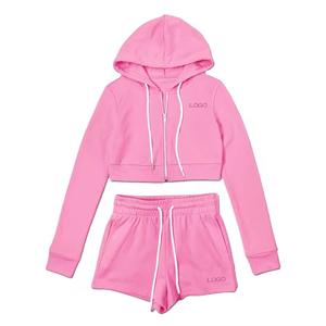 ชุดเสื้อผ้าออกกำลังกายมีฮู้ดสำหรับผู้หญิง, ชุดเสื้อผ้าออกกำลังกายกางเกงวอร์มสองชิ้นระบายอากาศได้ดีขนาดใหญ่พิเศษ - Product Image 6