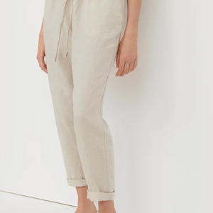 Pantalons personnalisés à la mode d'automne pour femmes Pantalons en lin blanc de haute qualité décontractés avec poches Pantalons longs à jambes larges - Product Image 3