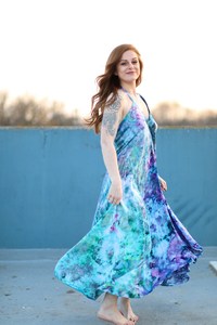 Robe bohème mi-longue rose à dos ouvert, été, 100% coton, respirante et douce - Product Image 6