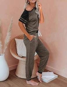 Top Quality <b>Women's</b> Casual Wear Loose Fit Quarter Zip Sweatshirt & Pants Set Cozy Stylish <b>Gym</b> <b>Women</b> Tracksuit with White Stripes - Product Image 2