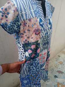 เดรสแม็กซี่ผ้าฝ้ายลายปะติดสไตล์ใหม่สำหรับผู้หญิง พิมพ์ลายด้วยมือ สไตล์ลำลอง เหมาะสำหรับใส่ในชีวิตประจำวันช่วงฤดูร้อน - Product Image 6