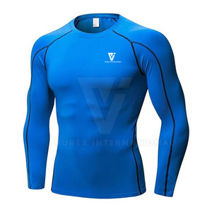 T-shirts de compression unis pour hommes VUREX, respirants, en Spandex/Polyester, à manches longues, personnalisables OEM, nouvelle collection, faible quantité en stock - Product Image 2