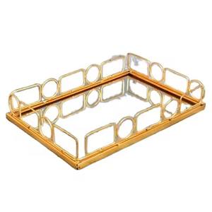 Bandeja para servir comida hecha a mano de forma redonda personalizada con mango de placa de recubrimiento de polvo de plata envejecida HECHO DE Metal - Product Image 4