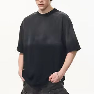 T-shirts pour hommes Épaules tombantes Épaules tombantes Surdimensionnées Streetwear Logo personnalisé Col côtelé Acide Lavé à l'eau T-shirts pour hommes - Product Image 5