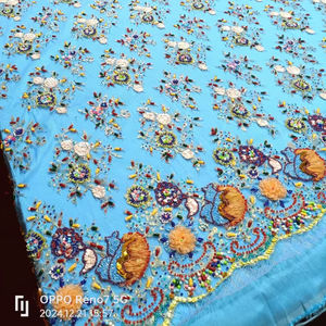 3D Hand Beaded Embroidered <b>Net</b> <b>Fabric</b> Luxury Beaded <b>Fabric</b> for Garments - Product Image 4