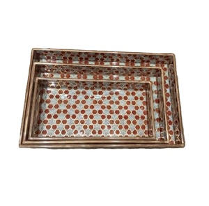 Plateau de nourriture en MDF fait à la main de créateur vintage Plateau décoratif en bois à usage domestique avec revêtement en émail élégant écologique - Product Image 5