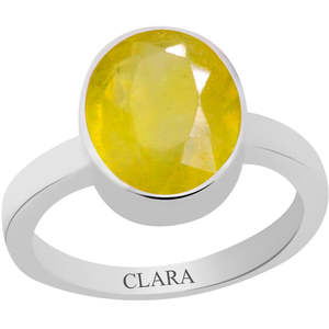 Anillos de Zafiro Amarillo Natural Certificado Pukhraj con Corte Ovalado y Engaste de Bisel para Uso Diario - Product Image 1