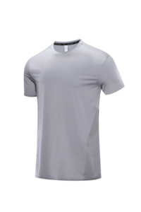 Camiseta de entrenamiento con logotipo personalizado para hombre, ropa deportiva transpirable y antiarrugas con patrón sólido, cuello redondo, serigrafía - Product Image 6