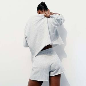 Vêtements pour femmes Ensembles pour femmes Tenues d'été 2 pièces Ensemble short Haut à manches courtes Short taille haute Ensembles pour femmes 100% coton - Product Image 5