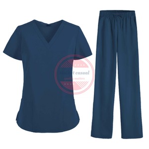 Conjunto de uniforme médico de enfermería con cremallera y manga corta para mujer - Product Image 5