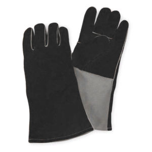 ถุงมือเชื่อมหนังวัวแท้สีน้ำเงิน ทนทาน ยาวพิเศษ อุปกรณ์ป้องกันส่วนบุคคล ปลอกนิ้วเย็บติดแน่น ป้องกันความร้อน - Product Image 5