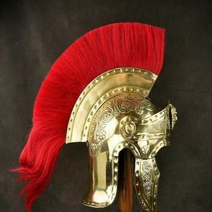 Casco medieval de Caballero de latón y centurión romano con producto artesanal de metal Plume - Product Image 2