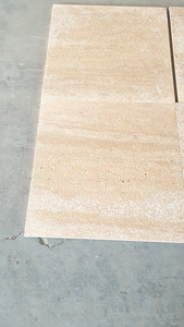 Vein Cut Travertine Filled Sandblasted Brushed <b>Stone</b> Paving Tiles 20x20cm Outdoor Durable Garden Driveway Pavers Made in Turkiye - Product Image 5