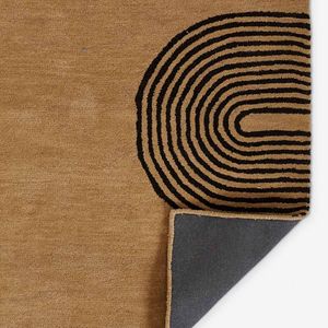 Tapis moderne fait à la main en laine coupée/boucle brun noir durable tufté à la main résistant aux taches antidérapant tapis à poils moyens ensembles - Product Image 4