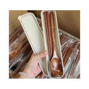 Natural Wooden Spoon Knife Chopsticks Set Asian Zen Design Eco-Friendly Dishwasher Safe Durable Dining Utensils for Daily Use - Product Image 4