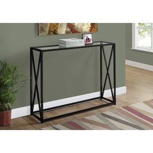 Mesa de consola de metal delgada elegante con tapa de cristal perfecta para la decoración moderna de la entrada y el diseño interior elegante del hogar - Product Image 2