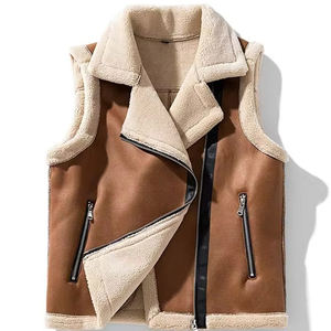 Chaleco de Piel Sintética de Alta Calidad para Hombre, Estilo Personalizado, Otoñal, Cortavientos, Moderno, con Botones, Cuello en V, Tejido, para Exteriores - Product Image 1