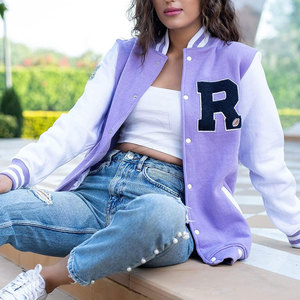 Chaqueta Letterman de Invierno para Mujer, de Primera Calidad, Transpirable, Sólida, con Relleno de Algodón, Tejida, Ropa al por Mayor - Product Image 5