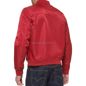 Chaquetas de bombardero de béisbol con logotipo bordado personalizado para hombre, nuevo diseño satinado liso con cuello levantado, venta al por mayor - Product Image 2