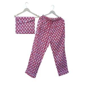 Ensemble de pyjama en coton imprimé numérique indien, élégant, luxueux, tendance, vêtements de nuit pour femmes et hommes, respirant, doux, séchage rapide - Product Image 3