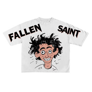 Logo personnalisé 300GSM Streetwear Box Cut Tee T Shirt T-shirt court lourd T-shirt graphique en coton surdimensionné Boxy Fit pour hommes - Product Image 1