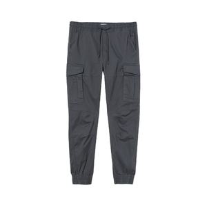 Pantalon cargo décontracté en toile légère à 6 poches, avec cordon de serrage, coupe-vent, respirant, personnalisable, en coton uni gris - Product Image 1