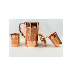 Jarra de cobre de diseño exclusivo y 2 de vidrio para fines decorativos y uso práctico en el uso tradicional de bodas - Product Image 1