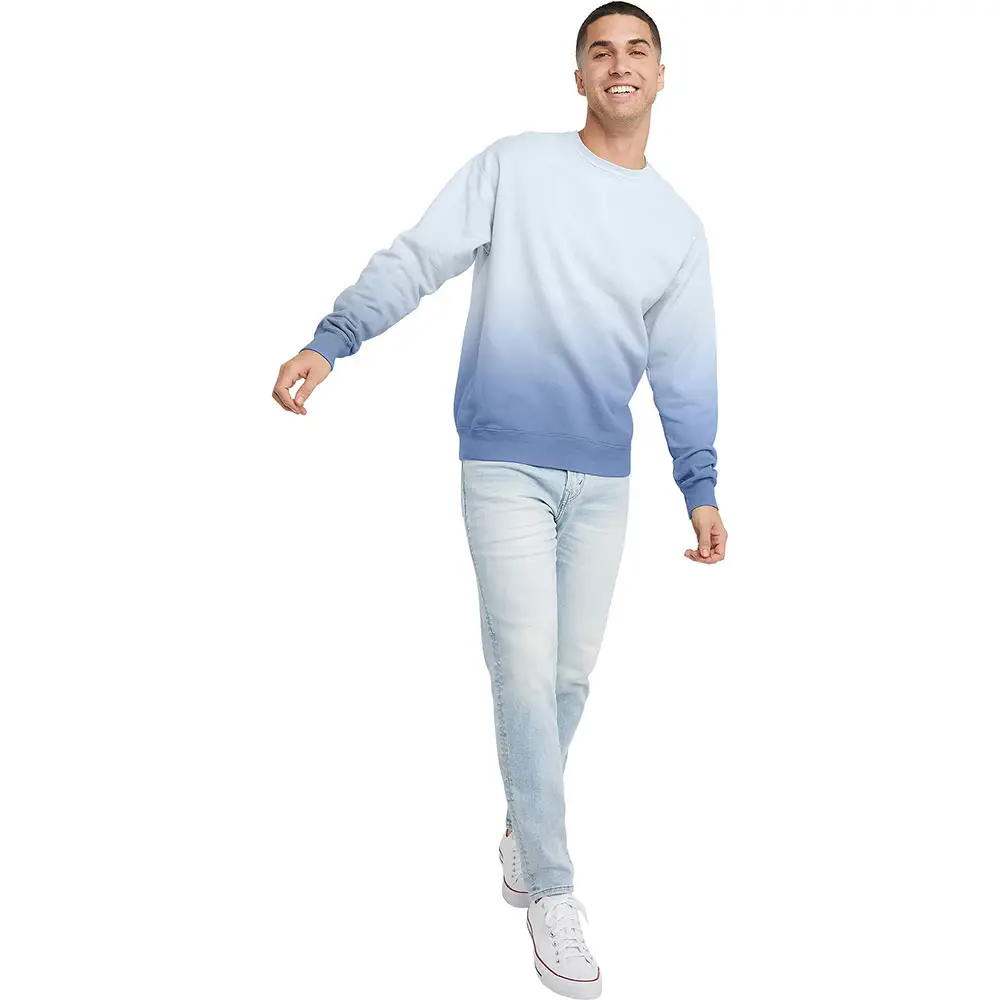 Sweatshirt pria dengan leher kru 2024 desain laris Sweatshirt polos katun pria buatan khusus OEM dengan lengan panjang