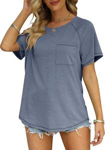 T-shirt uni décontracté vierge pour femmes T-shirt d'été en gros Solid New High Quality Custom Women T-Shirt Short Sleeve - Product Image 6