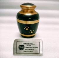 Urne funéraire pour animaux de compagnie en laiton/aluminium de style européen, écologique, durable, personnalisable, avec motif de patte, pour le stockage des cendres, motif de patte verte dorée